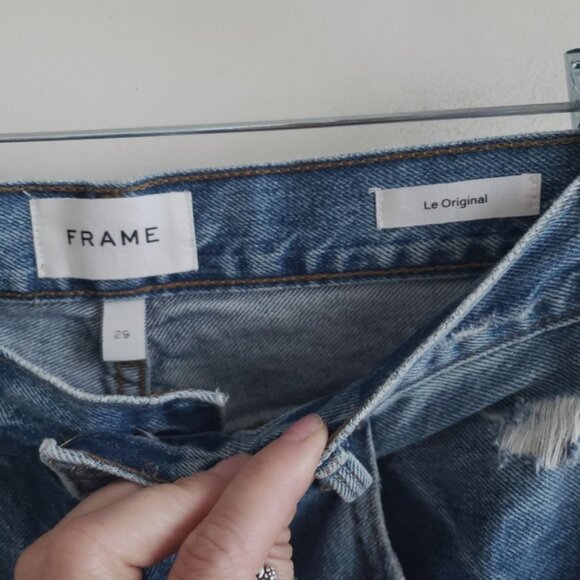 Frame Denim Size 29 Le Original High Rise Straight Distressed Light Blue Jeans - Picture 6 of 9